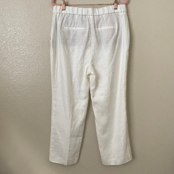 Talbots Pants Womens Size 8 Off White 100% Linen Straight Leg Trouser Preppy - Picture 8 of 12